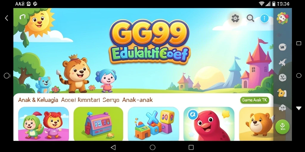 Antarmuka GG99 yang ceria dan edukatif untuk anak-anak.