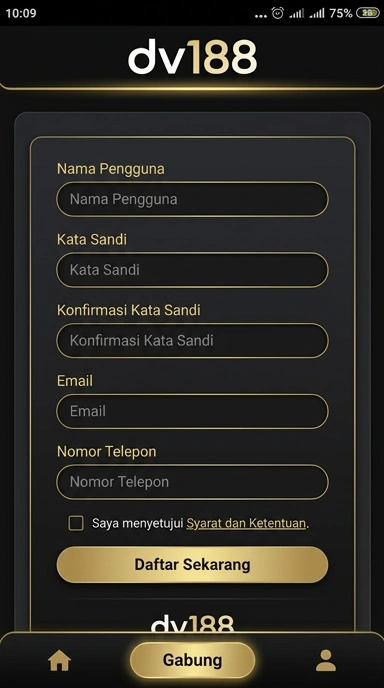 Tampilan halaman daftar dv188